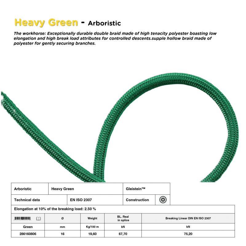 Heavy Green abseiling rope | Gleistein™