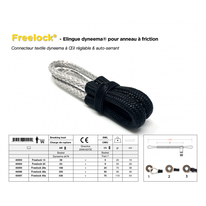 Connecteur universel en Dyneema® pour anneau à friction | Freelock