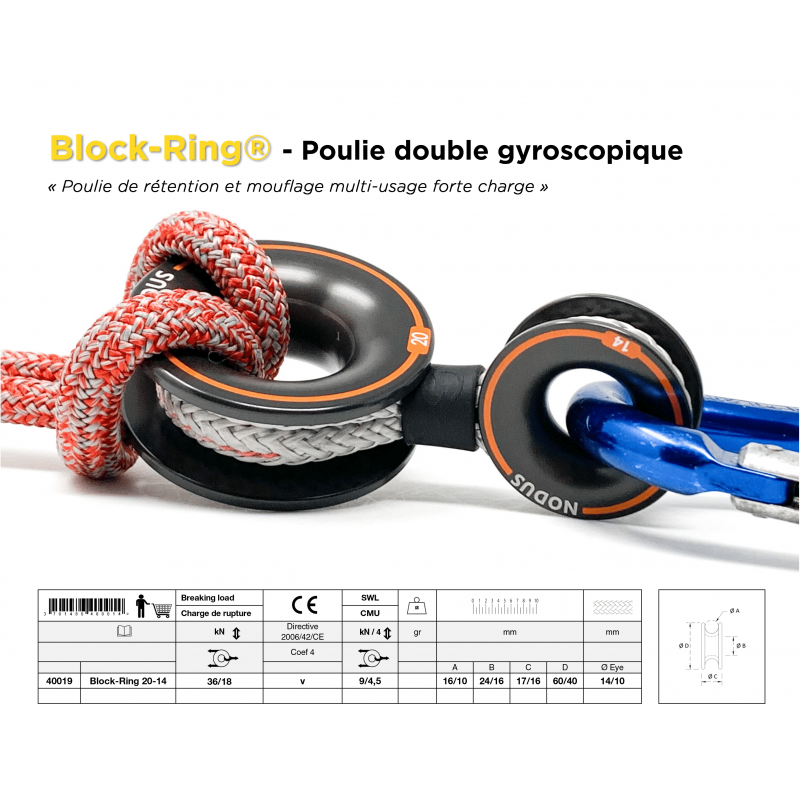 Poulie Violon Gyroscopique à Haute Friction | Block-Ring Lift