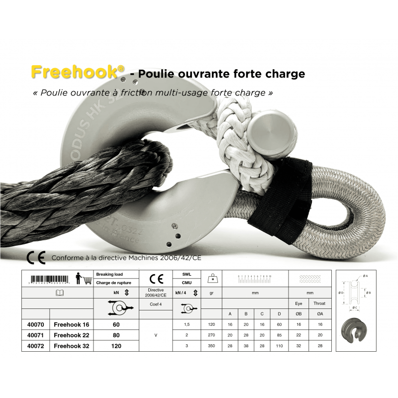 Freehook® HK Opening Pulley | Dyneema® Return & Sheave
