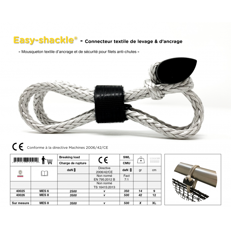 Connecteur Textile d’Ancrage Haute Ténacité  | Easy-shackle® Lift