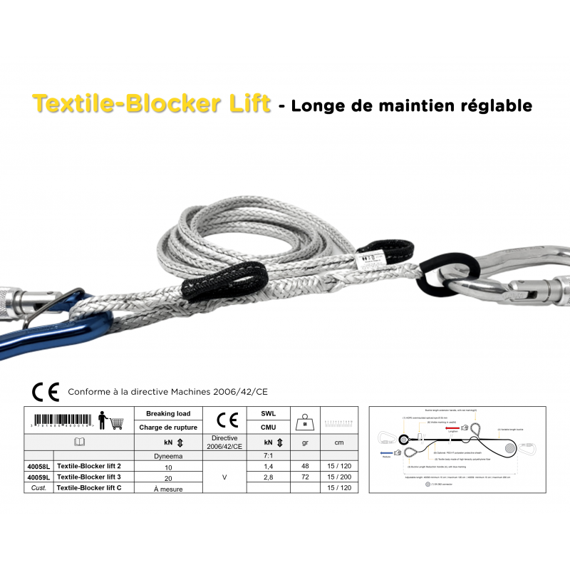 Elingue textile réglable - levage, manutention | Textile-Blocker Lift
